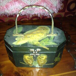1950s Annie Laurie Originals of Palm Beach Decopauge 3D Puffy Owl Box Bag